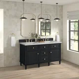 Lorelai 60" Double Vanity, Black Onyx w/ 3 CM Ethereal Noctis Silestone Top w/FreePower Wireless Charger