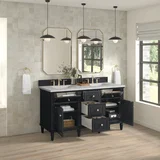 Lorelai 60" Double Vanity, Black Onyx w/ 3 CM Ethereal Noctis Silestone Top w/FreePower Wireless Charger
