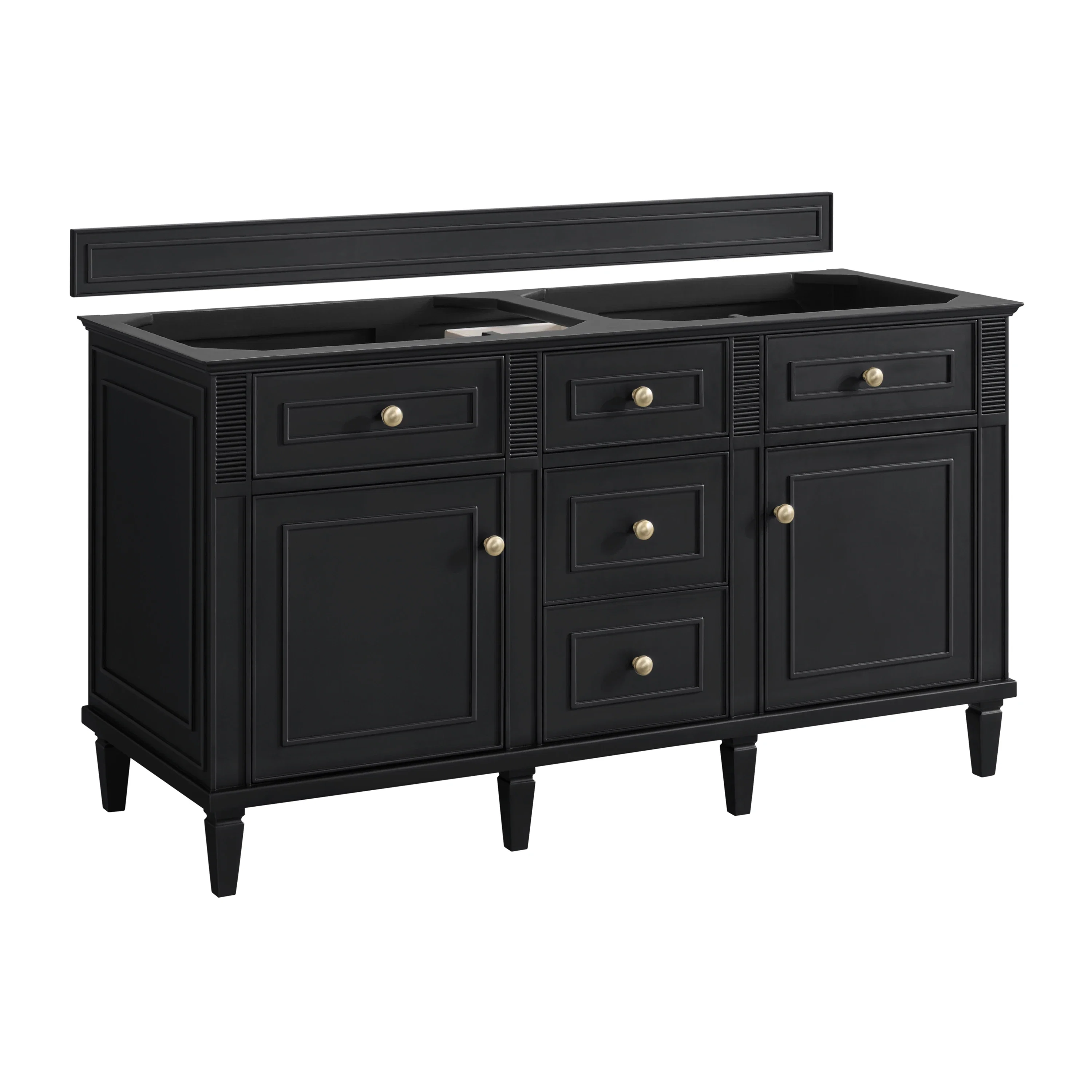 Lorelai 60" Double Vanity, Black Onyx w/ 3 CM Parisien Bleu Silestone Top w/FreePower Wireless Charger
