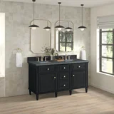 Lorelai 60" Double Vanity, Black Onyx w/ 3 CM Parisien Bleu Silestone Top w/FreePower Wireless Charger