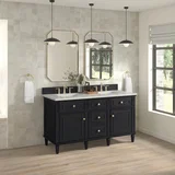 Lorelai 60" Double Vanity, Black Onyx, w/ 3 CM Siberian Silestone Top w/FreePower Wireless Charger