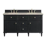 Lorelai 60" Double Vanity, Black Onyx, w/ 3 CM Tajnar Eclos Top w/FreePower Wireless Charger