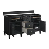 Lorelai 60" Double Vanity, Black Onyx, w/ 3 CM Tajnar Eclos Top w/FreePower Wireless Charger