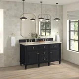 Lorelai 60" Double Vanity, Black Onyx, w/ 3 CM Tajnar Eclos Top w/FreePower Wireless Charger