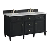 Lorelai 60" Double Vanity, Black Onyx w/ 3 CM Victorian Silver Silestone Top w/FreePower Wireless Charger