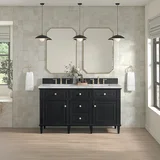 Lorelai 60" Double Vanity, Black Onyx w/ 3 CM Victorian Silver Silestone Top w/FreePower Wireless Charger