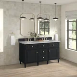 Lorelai 60" Double Vanity, Black Onyx w/ 3 CM Victorian Silver Silestone Top w/FreePower Wireless Charger