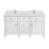 Lorelai 60" Double Vanity, Bright White w/ Single Hole 3 CM White Zeus Silestone Top & Backsplash