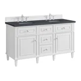 Lorelai 60" Double Vanity, Bright White w/ 3 CM Charcoal Soapstone Silestone Top
