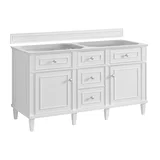 Lorelai 60" Double Vanity, Bright White w/ 3 CM Eternal Jasmine Pearl Silestone Top