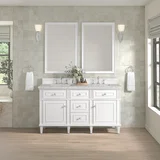Lorelai 60" Double Vanity, Bright White w/ 3 CM Eternal Jasmine Pearl Silestone Top