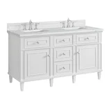 Lorelai 60" Double Vanity, Bright White w/ 3 CM Ethereal Noctis Silestone Top