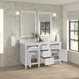 Lorelai 60" Double Vanity, Bright White w/ 3 CM Ethereal Noctis Silestone Top