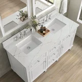 Lorelai 60" Double Vanity, Bright White w/ 3 CM Ethereal Noctis Silestone Top