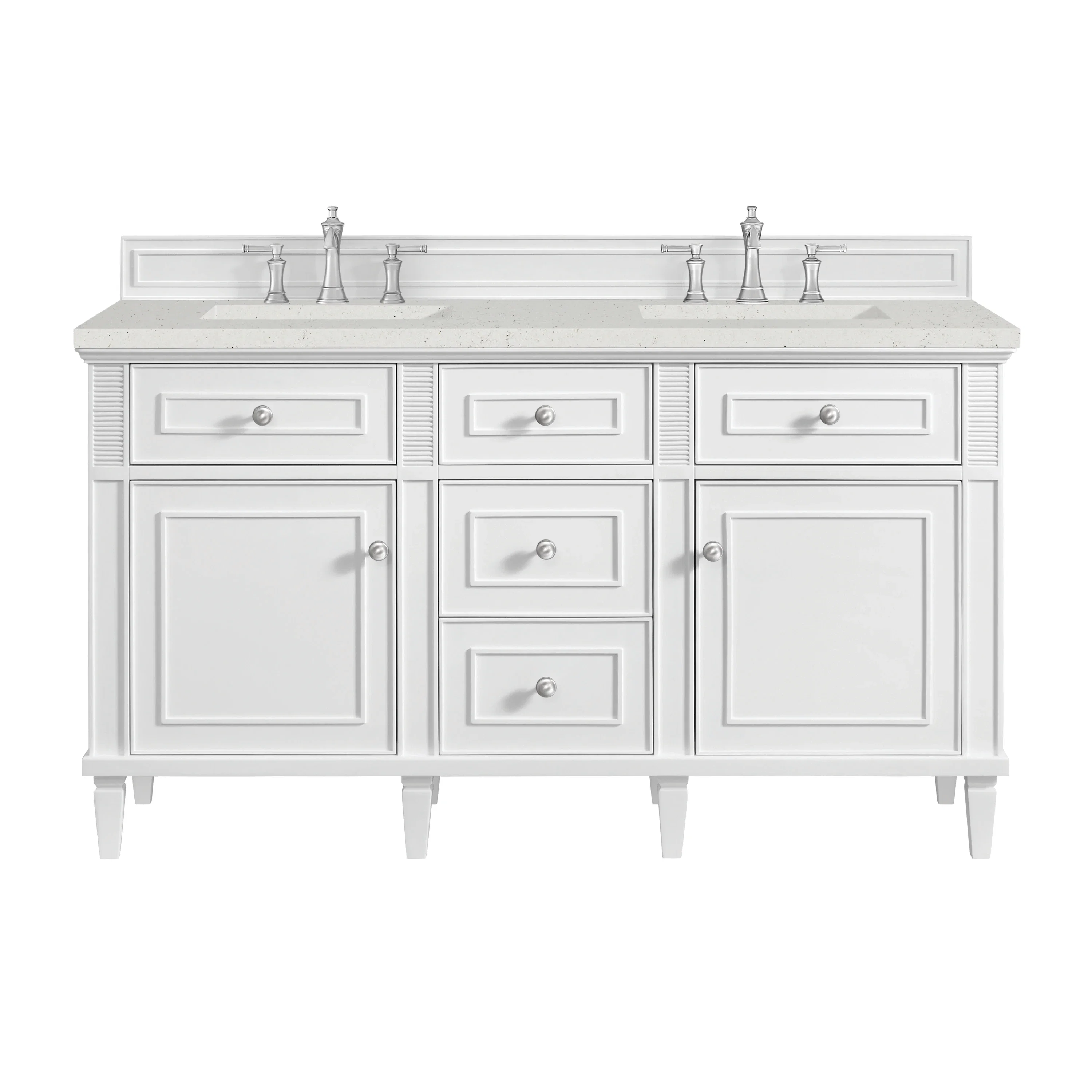Lorelai 60" Double Vanity, Bright White w/ 3 CM Lime Delight Silestone Top