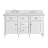Lorelai 60" Double Vanity, Bright White w/ 3 CM Lime Delight Silestone Top