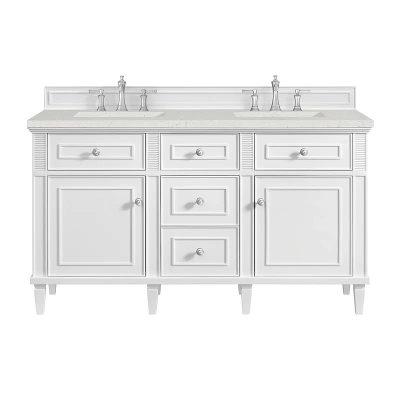 Lorelai 60" Double Vanity, Bright White w/ 3 CM Lime Delight Silestone Top