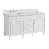 Lorelai 60" Double Vanity, Bright White w/ 3 CM Lime Delight Silestone Top