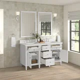 Lorelai 60" Double Vanity, Bright White w/ 3 CM Lime Delight Silestone Top