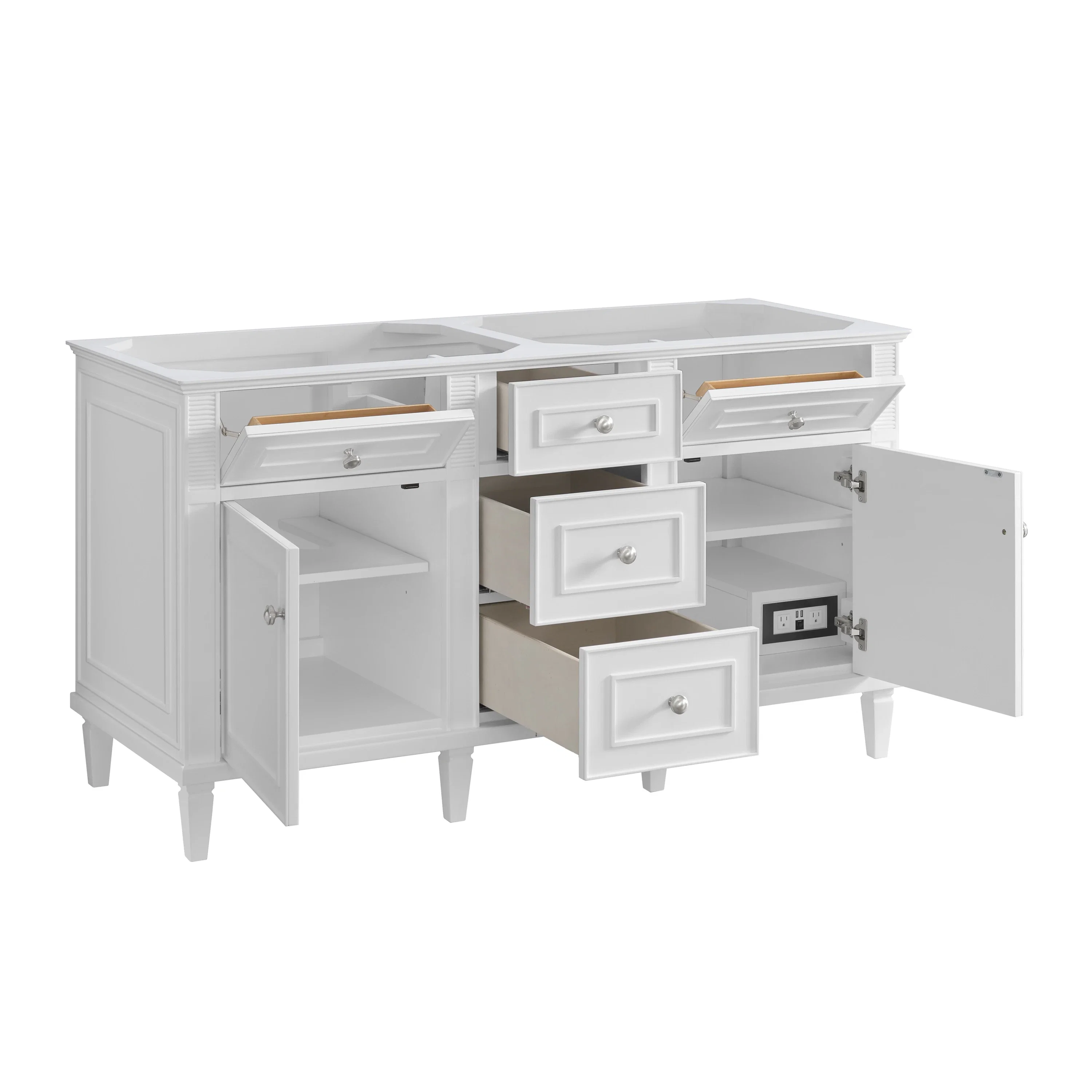 Lorelai 60" Double Vanity, Bright White w/ 3 CM Lime Delight Silestone Top