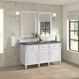 Lorelai 60" Double Vanity, Bright White w/ 3 CM Parisien Bleu Silestone Top