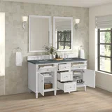 Lorelai 60" Double Vanity, Bright White w/ 3 CM Parisien Bleu Silestone Top