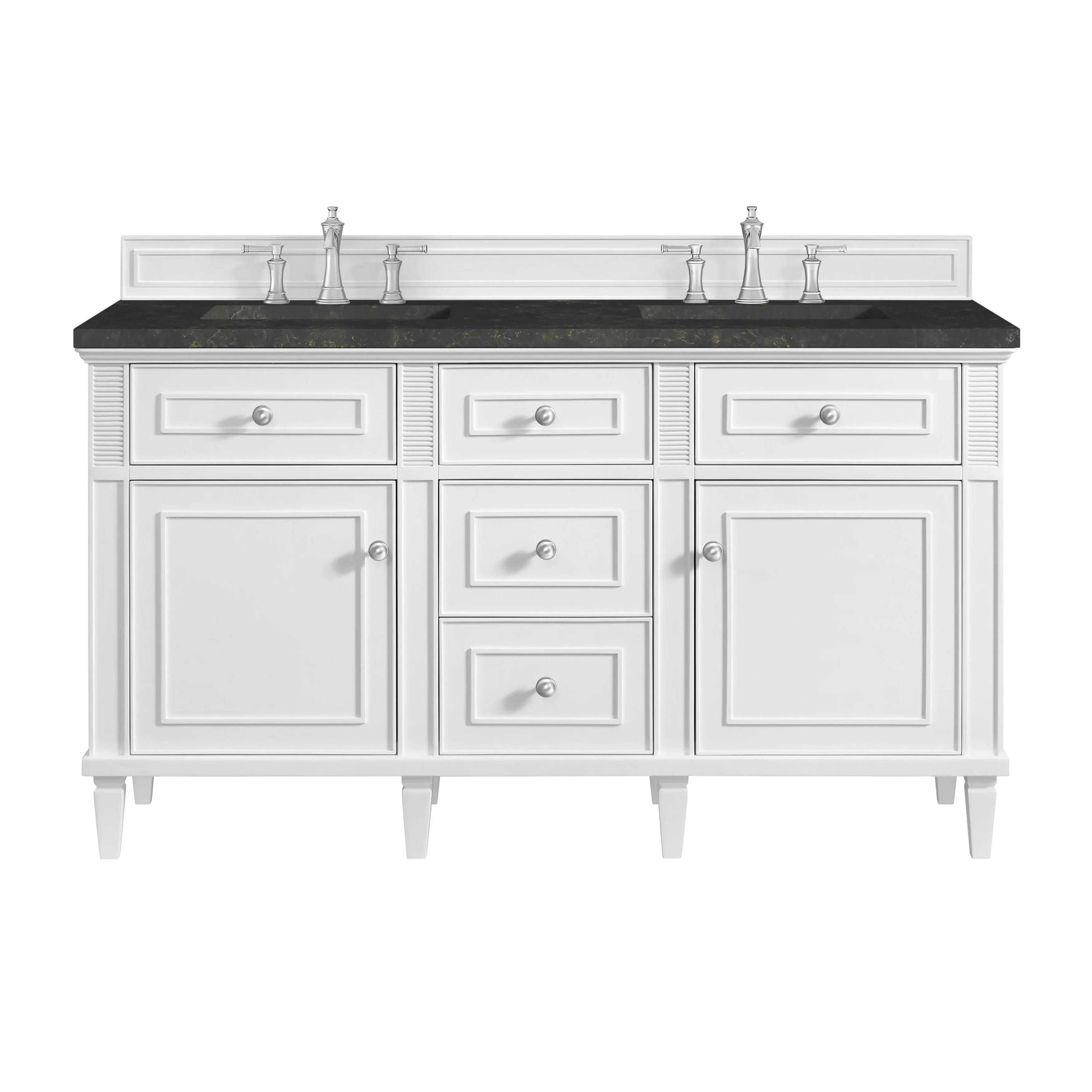 Lorelai 60" Double Vanity, Bright White, w/ 3 CM Phantome Eclos Top