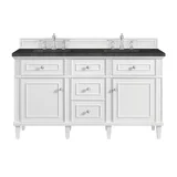 Lorelai 60" Double Vanity, Bright White, w/ 3 CM Phantome Eclos Top