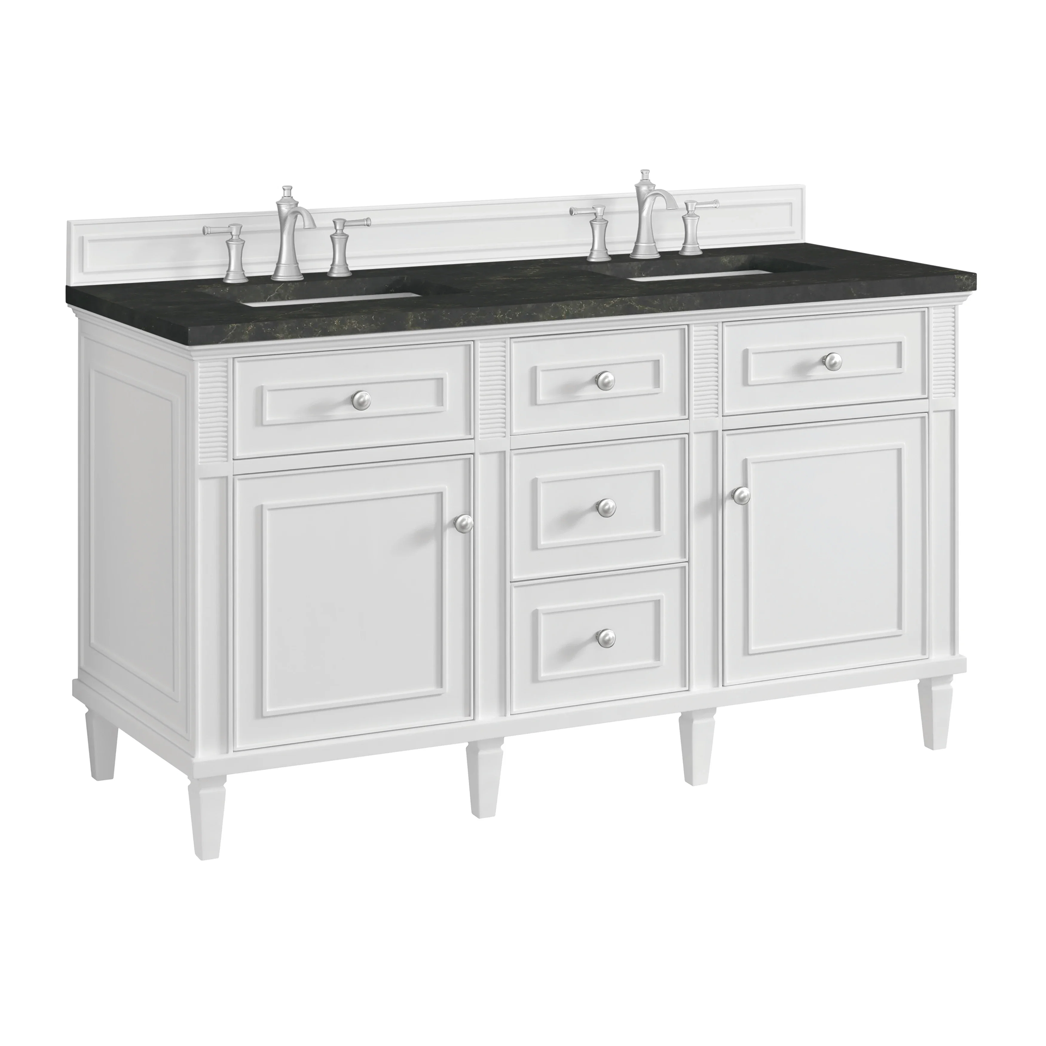 Lorelai 60" Double Vanity, Bright White, w/ 3 CM Phantome Eclos Top