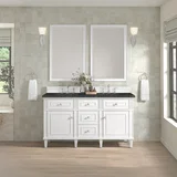 Lorelai 60" Double Vanity, Bright White, w/ 3 CM Phantome Eclos Top