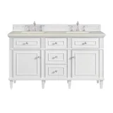 Lorelai 60" Double Vanity, Bright White, w/ 3 CM Siberian Silestone Top
