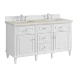 Lorelai 60" Double Vanity, Bright White, w/ 3 CM Siberian Silestone Top