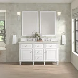 Lorelai 60" Double Vanity, Bright White, w/ 3 CM Siberian Silestone Top