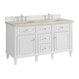 Lorelai 60" Double Vanity, Bright White, w/ 3 CM Tajnar Eclos Top