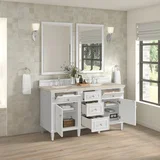 Lorelai 60" Double Vanity, Bright White, w/ 3 CM Tajnar Eclos Top