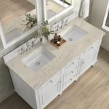 Lorelai 60" Double Vanity, Bright White, w/ 3 CM Tajnar Eclos Top