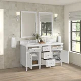 Lorelai 60" Double Vanity, Bright White w/ 3 CM White Zeus Silestone Top