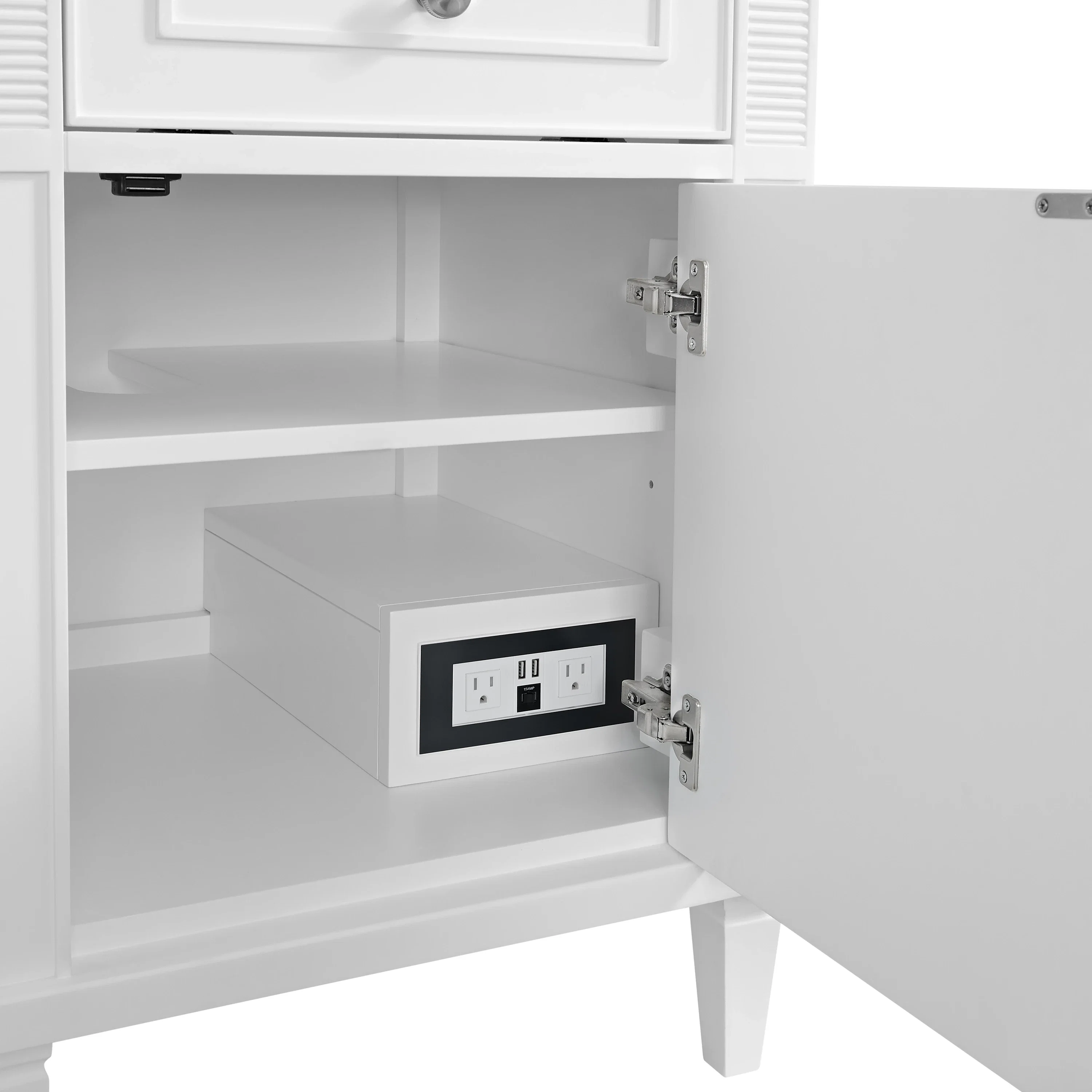 Lorelai 60" Double Vanity, Bright White w/ 3 CM Eternal Jasmine Pearl Silestone Top w/FreePower Wireless Charger