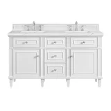 Lorelai 60" Double Vanity, Bright White w/ 3 CM Ethereal Noctis Silestone Top w/FreePower Wireless Charger