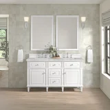 Lorelai 60" Double Vanity, Bright White w/ 3 CM Victorian Silver Silestone Top w/FreePower Wireless Charger