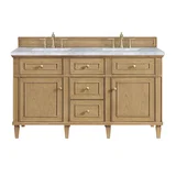 Lorelai 60" Double Vanity, Light Natural Oak w/ 3 CM Carrara White Marble Top