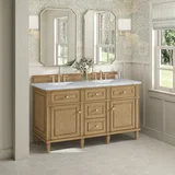 Lorelai 60" Double Vanity, Light Natural Oak w/ 3 CM Carrara White Marble Top