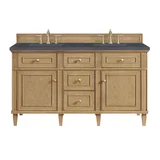 Lorelai 60" Double Vanity, Light Natural Oak w/ 3 CM Charcoal Soapstone Silestone Top