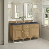 Lorelai 60" Double Vanity, Light Natural Oak w/ 3 CM Charcoal Soapstone Silestone Top
