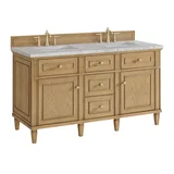 Lorelai 60" Double Vanity, Light Natural Oak w/ 3 CM Eternal Jasmine Pearl Silestone Top