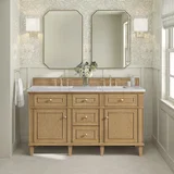 Lorelai 60" Double Vanity, Light Natural Oak w/ 3 CM Eternal Jasmine Pearl Silestone Top
