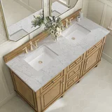 Lorelai 60" Double Vanity, Light Natural Oak w/ 3 CM Eternal Jasmine Pearl Silestone Top