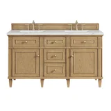 Lorelai 60" Double Vanity, Light Natural Oak w/ 3 CM Ethereal Noctis Silestone Top