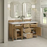 Lorelai 60" Double Vanity, Light Natural Oak w/ 3 CM Ethereal Noctis Silestone Top