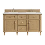 Lorelai 60" Double Vanity, Light Natural Oak w/ 3 CM Lime Delight Silestone Top